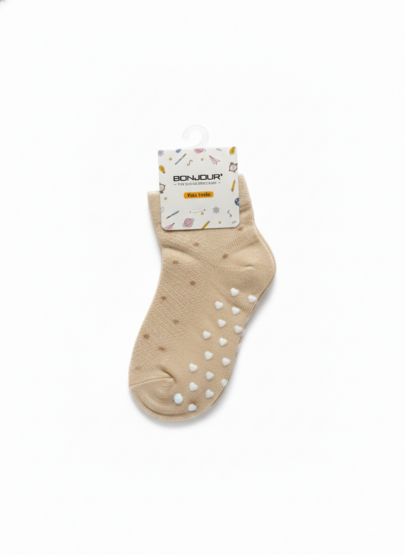 Cream Colour Fancy Girls Ank Socks