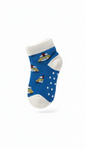 Blue & White Cartoon Pattern Boys Ankle Socks