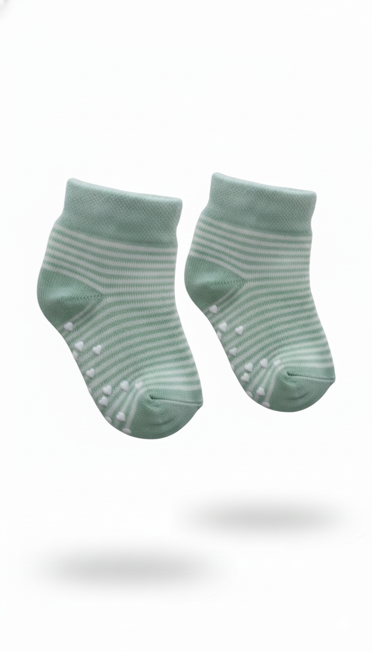 Cushion Girls Ankle Socks Mint Green With White Heart Design