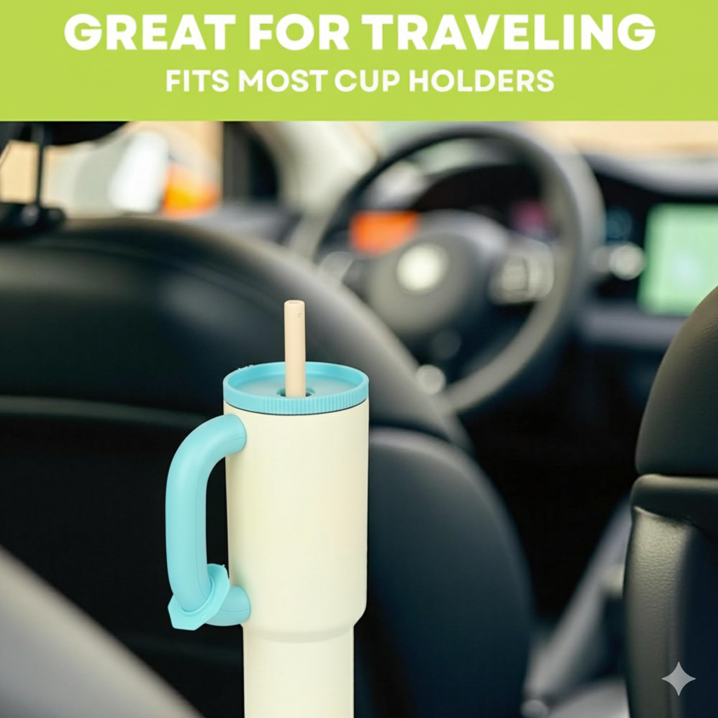 Cpensus 1200Ml Stainless Steel Tumbler With Lid And Straw, Hot And Cold With Handle, 100% Leak Proof Mug Cupholder For Travelling, Gym (Cream + Blue)