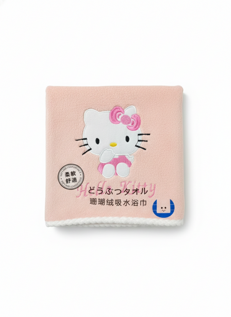 Hello Kitty Soft Coral Fleece Bath Towel – Ultra-Absorbent Kids Towel