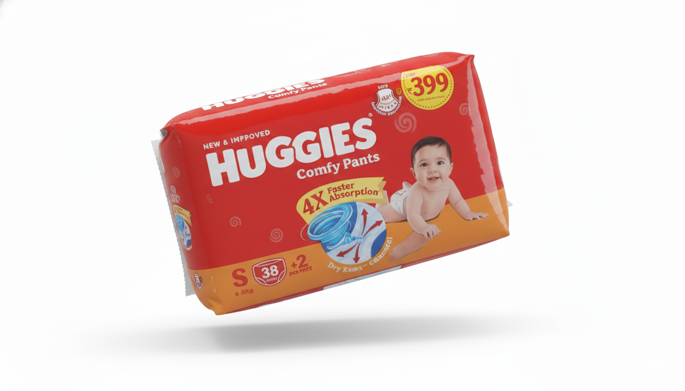 Huggies Comfy Pants Baby Diaper, Small (S) (4-8Kg) 38 + 2pcs free Pack