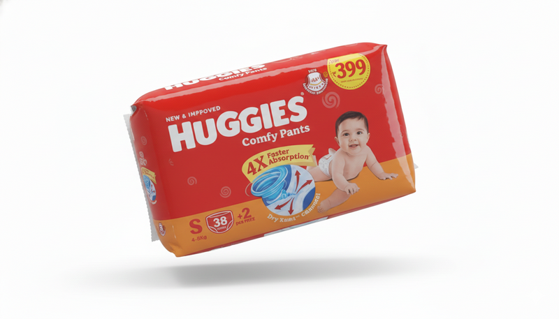Huggies Comfy Pants Baby Diaper, Small (S) (4-8Kg) 38 + 2pcs free Pack