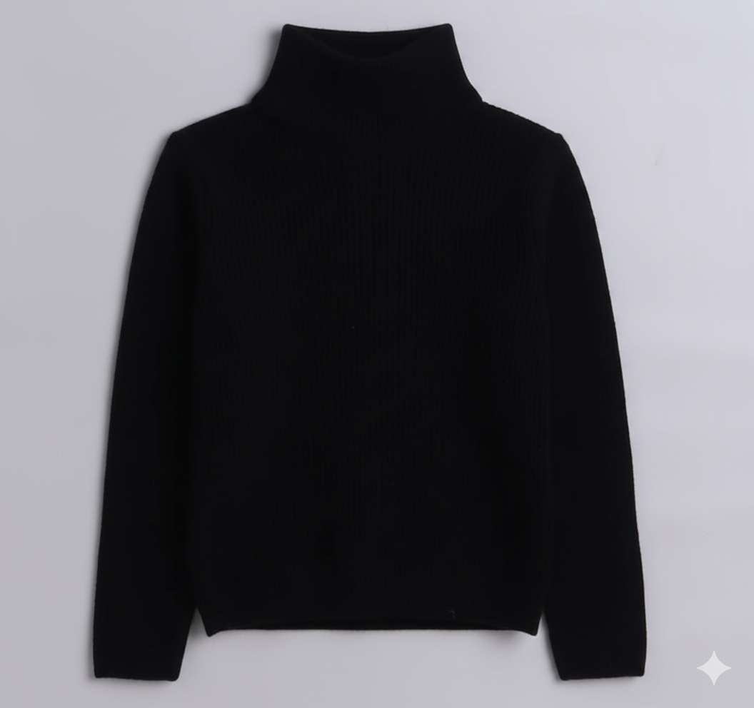 Black High Neck Knit Sweater