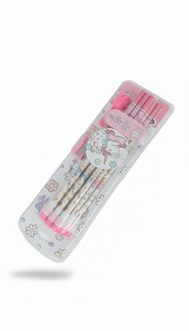 Cute Unicorn Cartoon Stationery Set For Kids – Pink Theme