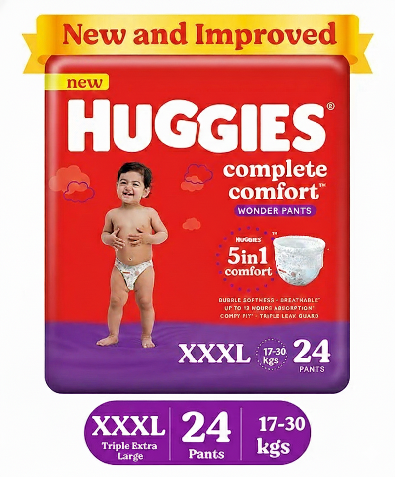 Huggies Complete Comfort Wonder Pants Triple Extra Large Xxxl Baby Diaper Pants With 5 In 1 Comfort - 24 Pieces