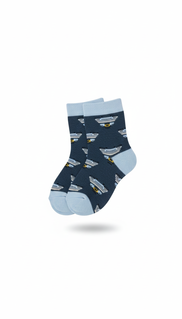 Blue Cartoon Design Kids Boys Ankle Socks