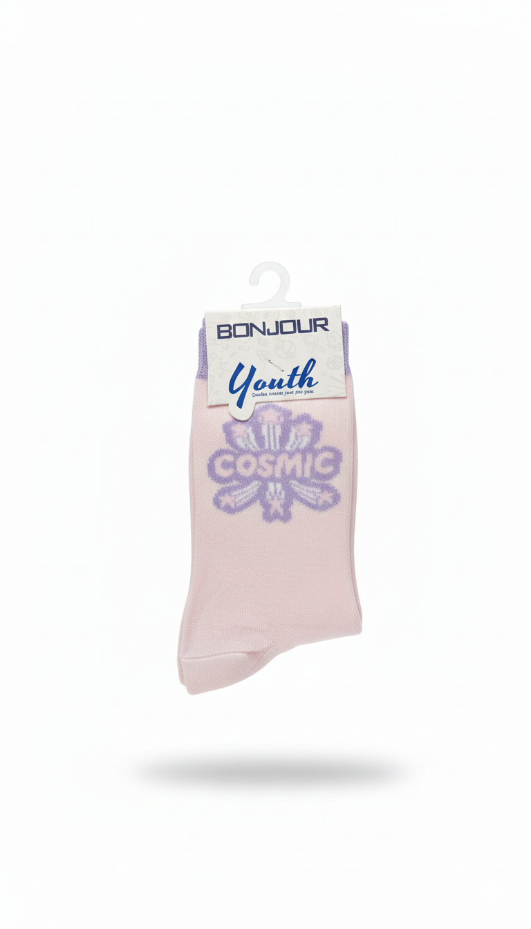 Cushion Girls Socks With Cream And Purpal Colour