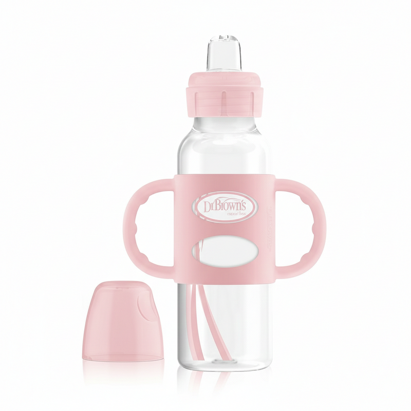 Dr. Brown's Options+ Sippy Spout Baby Bottle with 100% Silicon (Pack of 1, Pink)