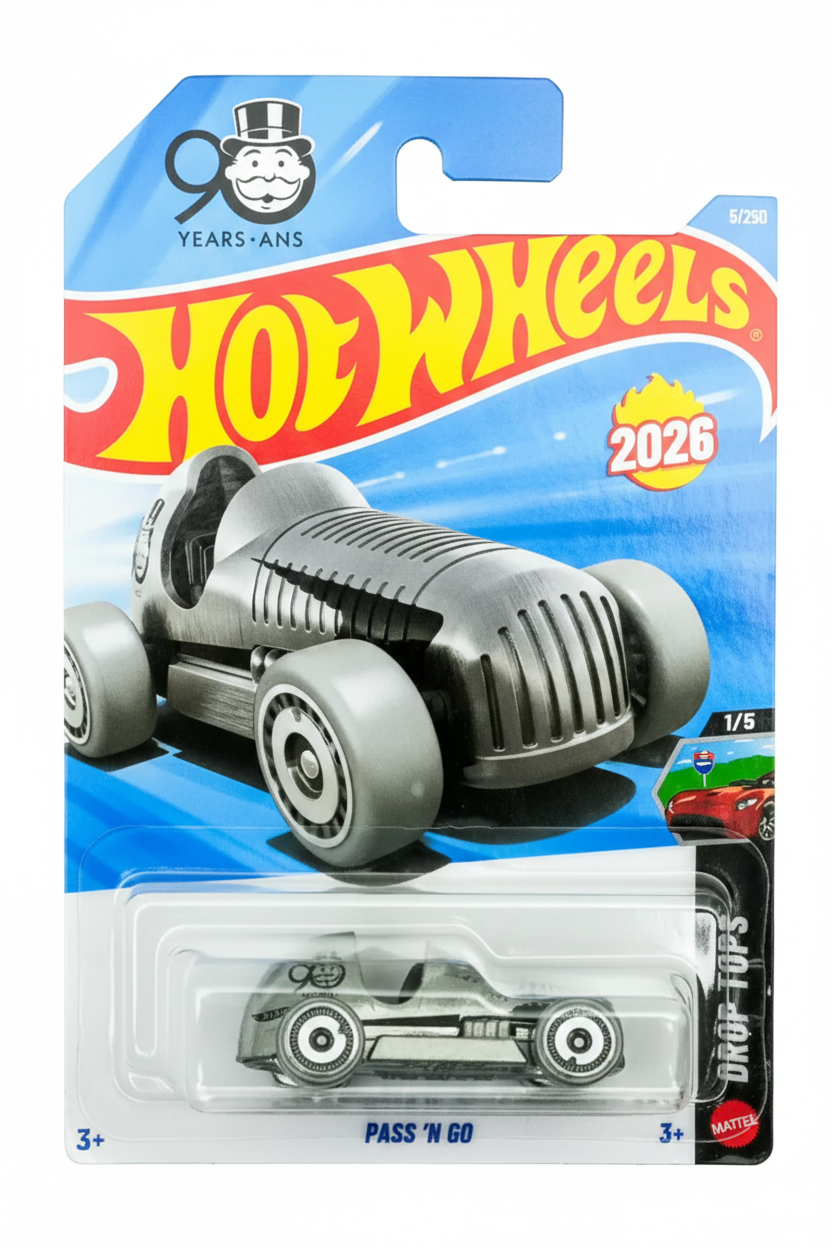 Hot Wheels Pass 'N Go Monopoly 90th Anniversary Toy Car (Multicolour)