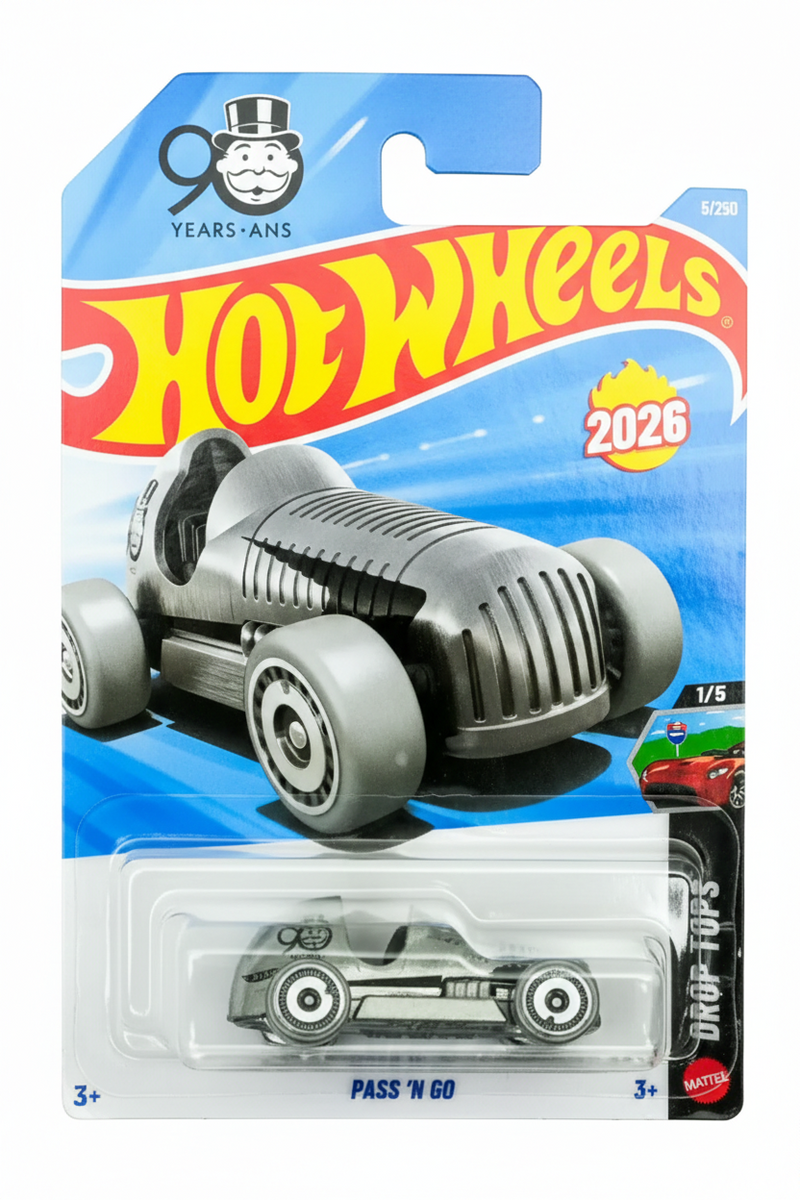 Hot Wheels Pass 'N Go Monopoly 90th Anniversary Toy Car (Multicolour)
