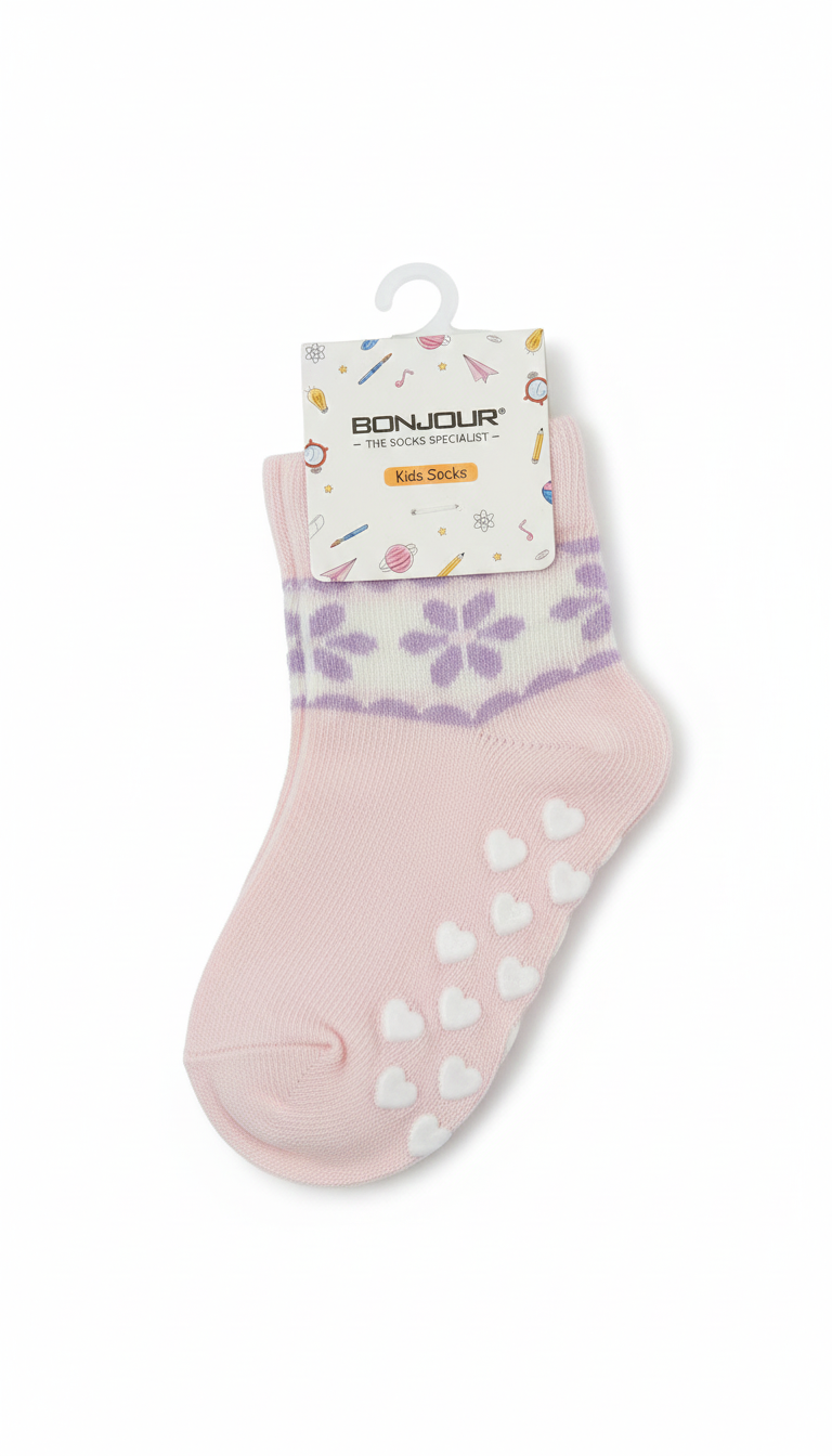 Flower Design Fancy Girls Ank Socks