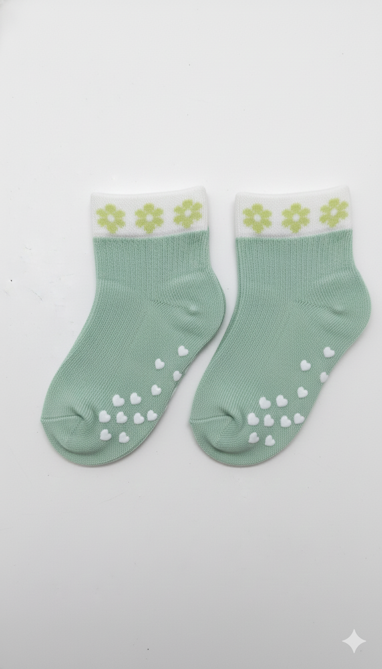 Kids Fancy Girls Ankle Socks Green
