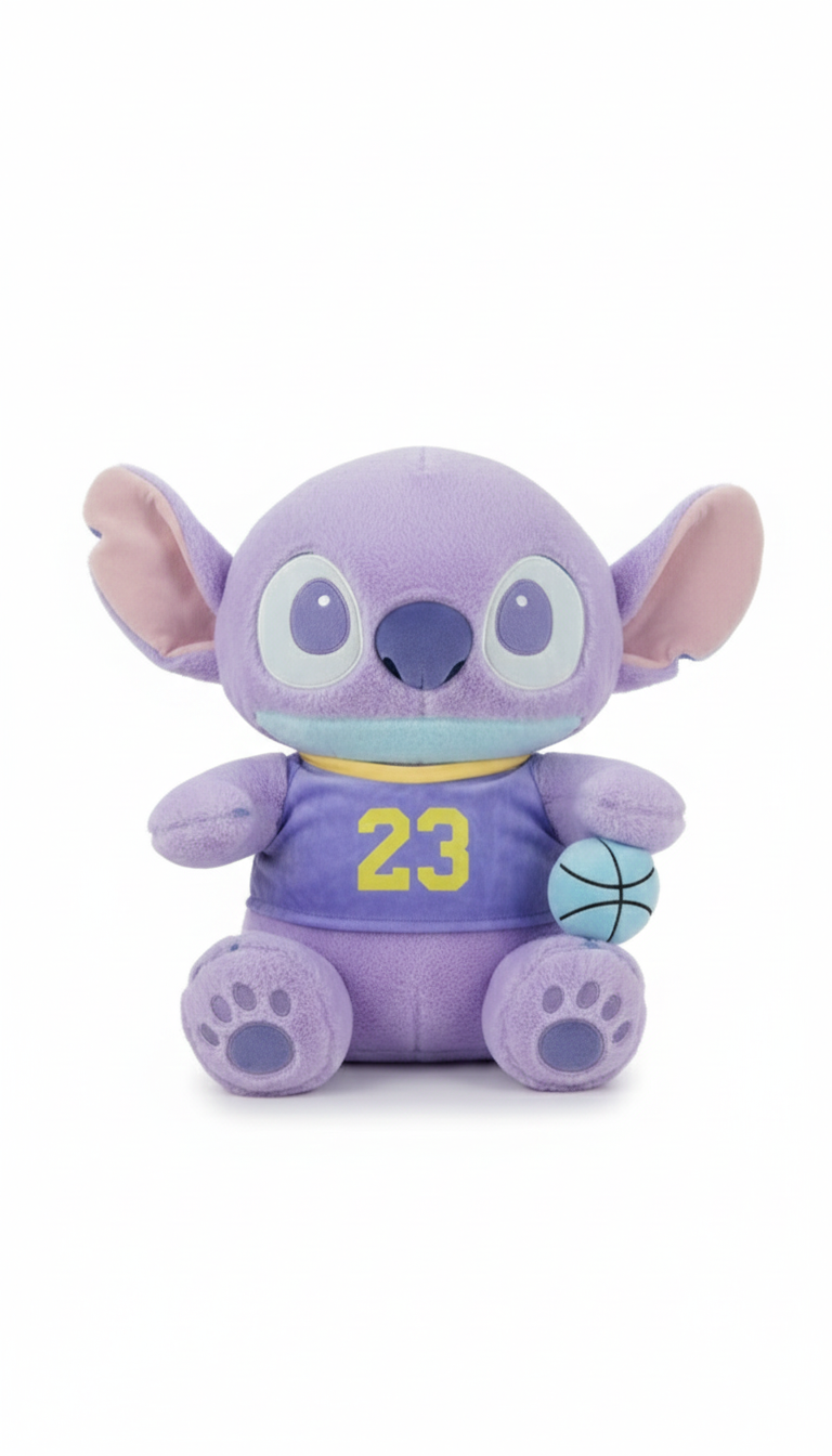 Cute Cartoon Alien Plush Soft Toy with Jersey & Ball – Purple
