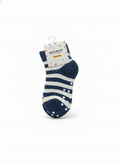 Blue And White Colour Fancy Girls Ank Socks