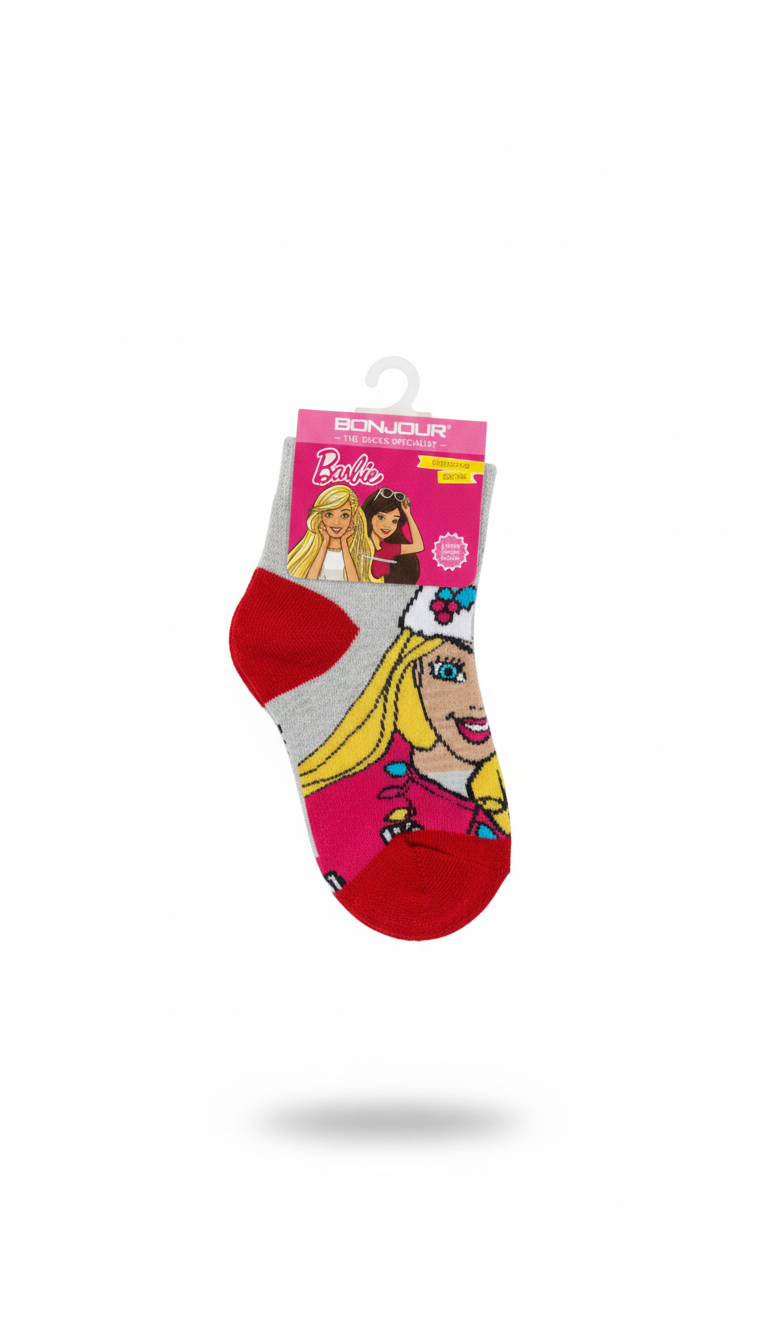 Barbie Terry Ank Socks Grey And Red