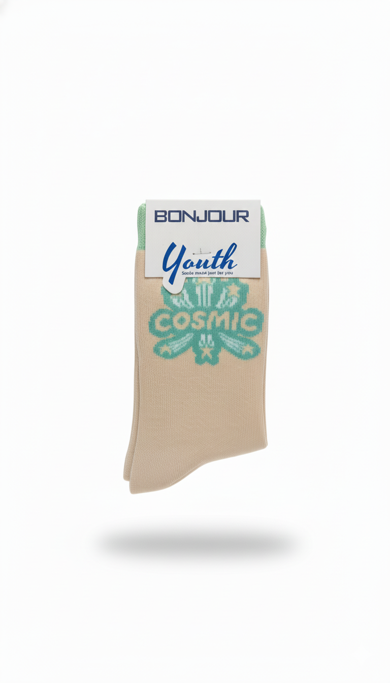 Cushion Girls Socks With Cream And Mint Green Colour