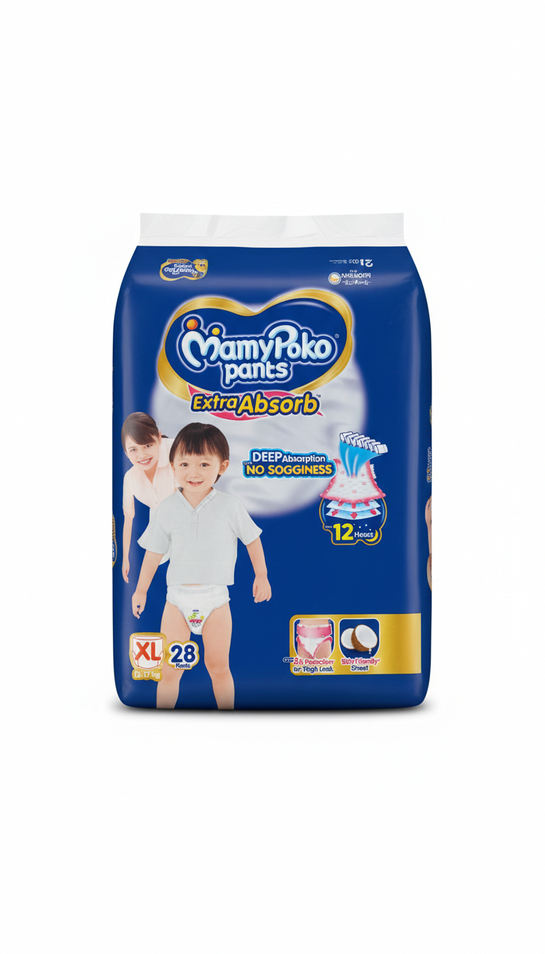 Mamypoko Pants Extra Absorb Baby Diapers, X-Large (Xl), 28 Count, 12-17Kg