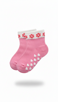 Kids Fancy Girls Ankle Socks Dark Pink And White