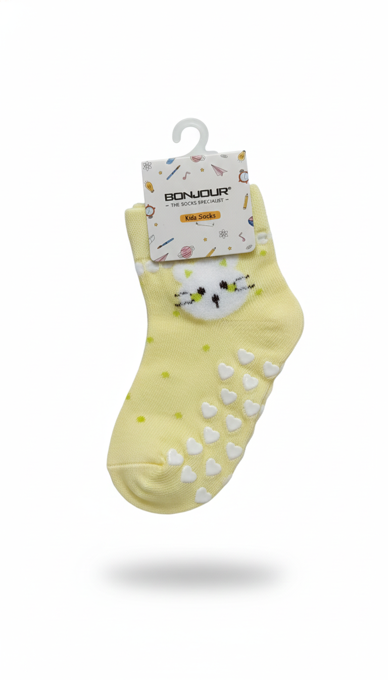 Kids Fancy Girls Ank Socks Light Yellow
