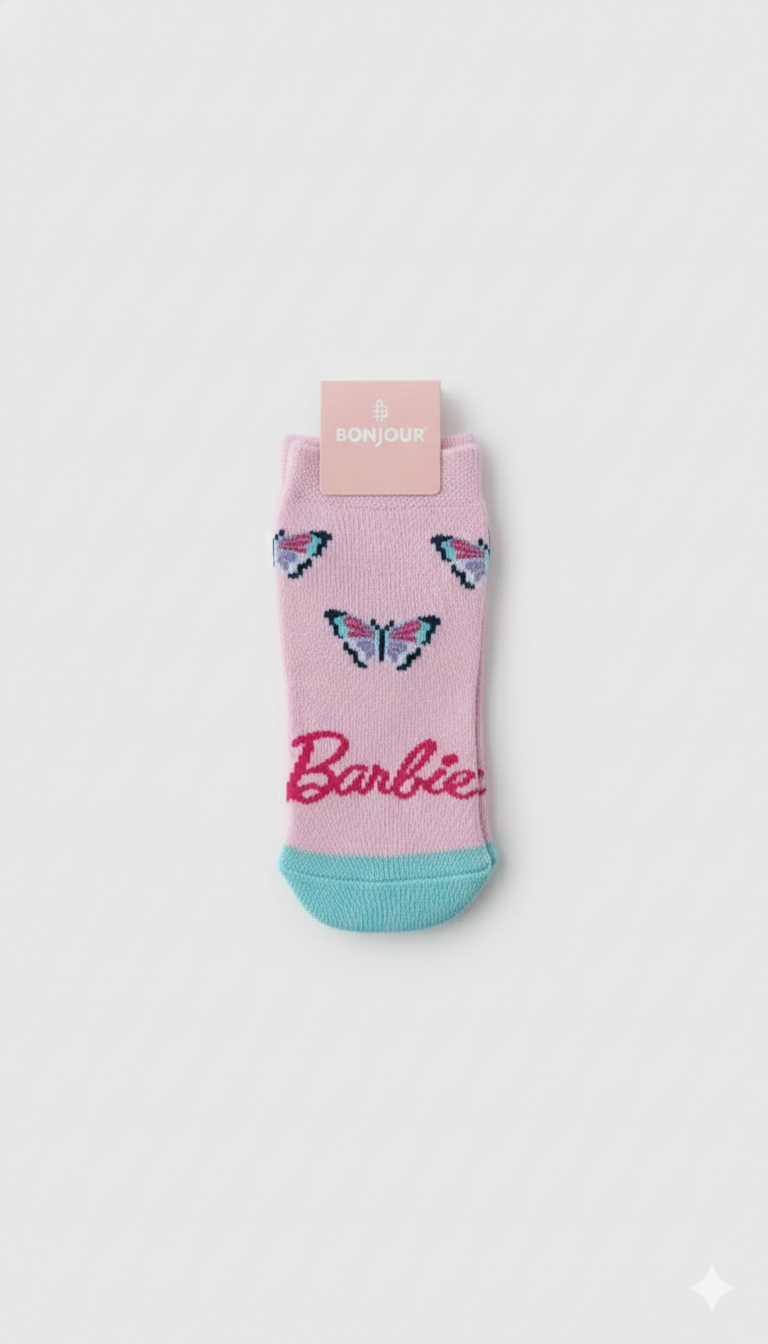 Barbie Socks With Pink Colour And Butterfly Design