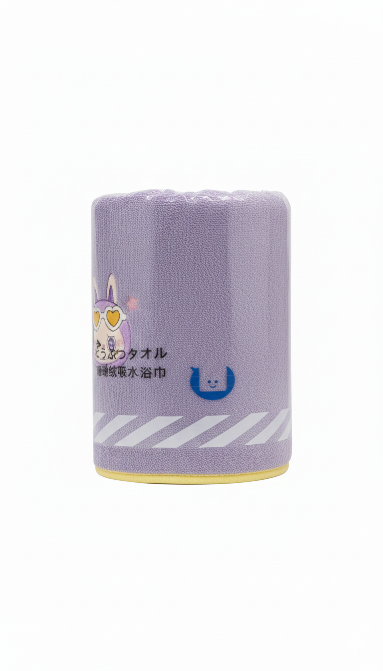 Cute Cartoon Bunny Rolled Hand Towel With Hanging Rope – Lavender