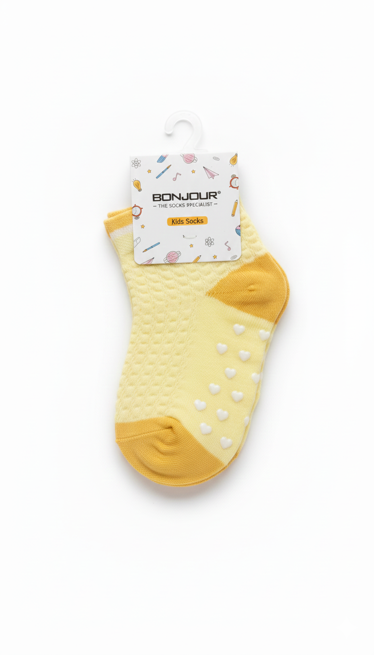 Kids Fancy Girls Ank Socks Pastel Yellow