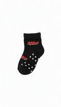 Kids Fancy Boys Ankle Socks Black With Car Design