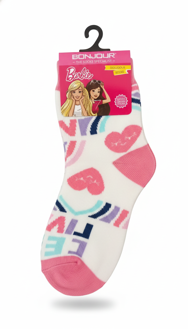 Barbie Terry Socks White And Pink Colour