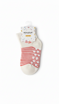 Kids Fancy Girls Ank SocksWhite And Red