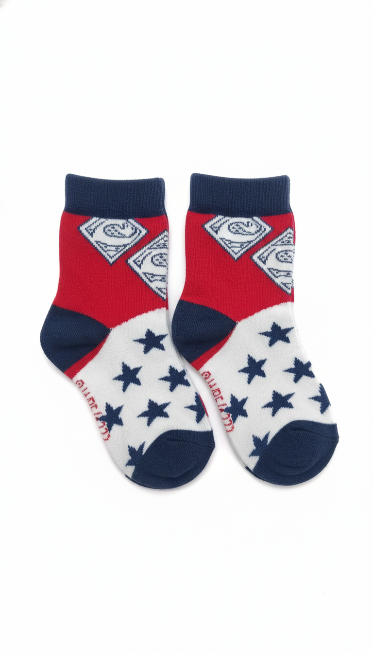 Superman Kids Socks Red And White Colour