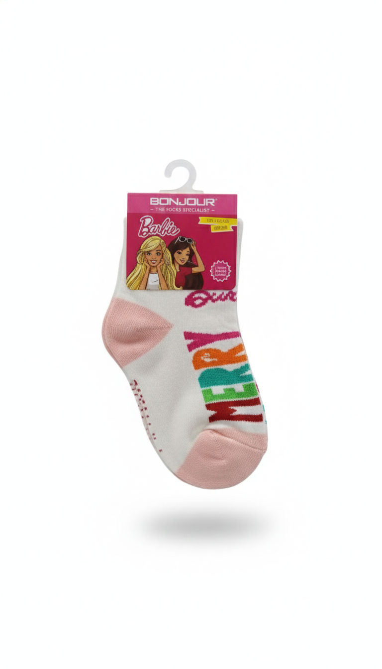 Barbie Terry Ank Socks With WhiteAnd Light PinkColour