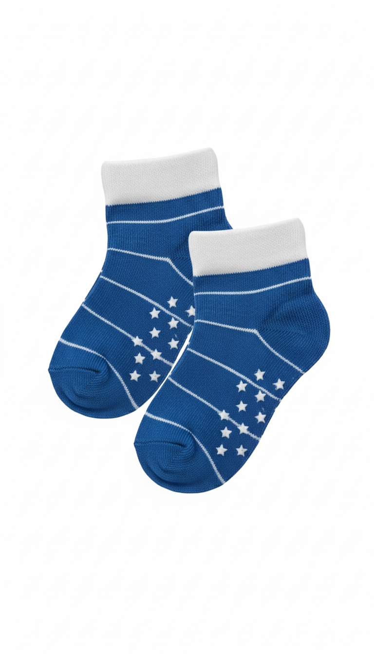 Kids Fancy Boys Ankle Socks Blue And White Colour