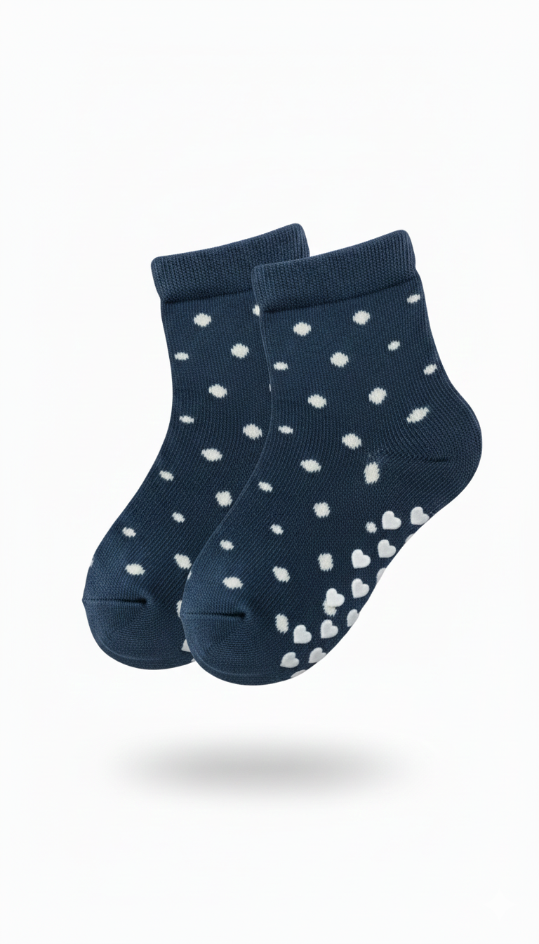 Kids Fancy Girls Ankle Socks Blue And White Heart Design