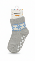 Blue Flower And White Heart DesignFancy Girls Ank Socks