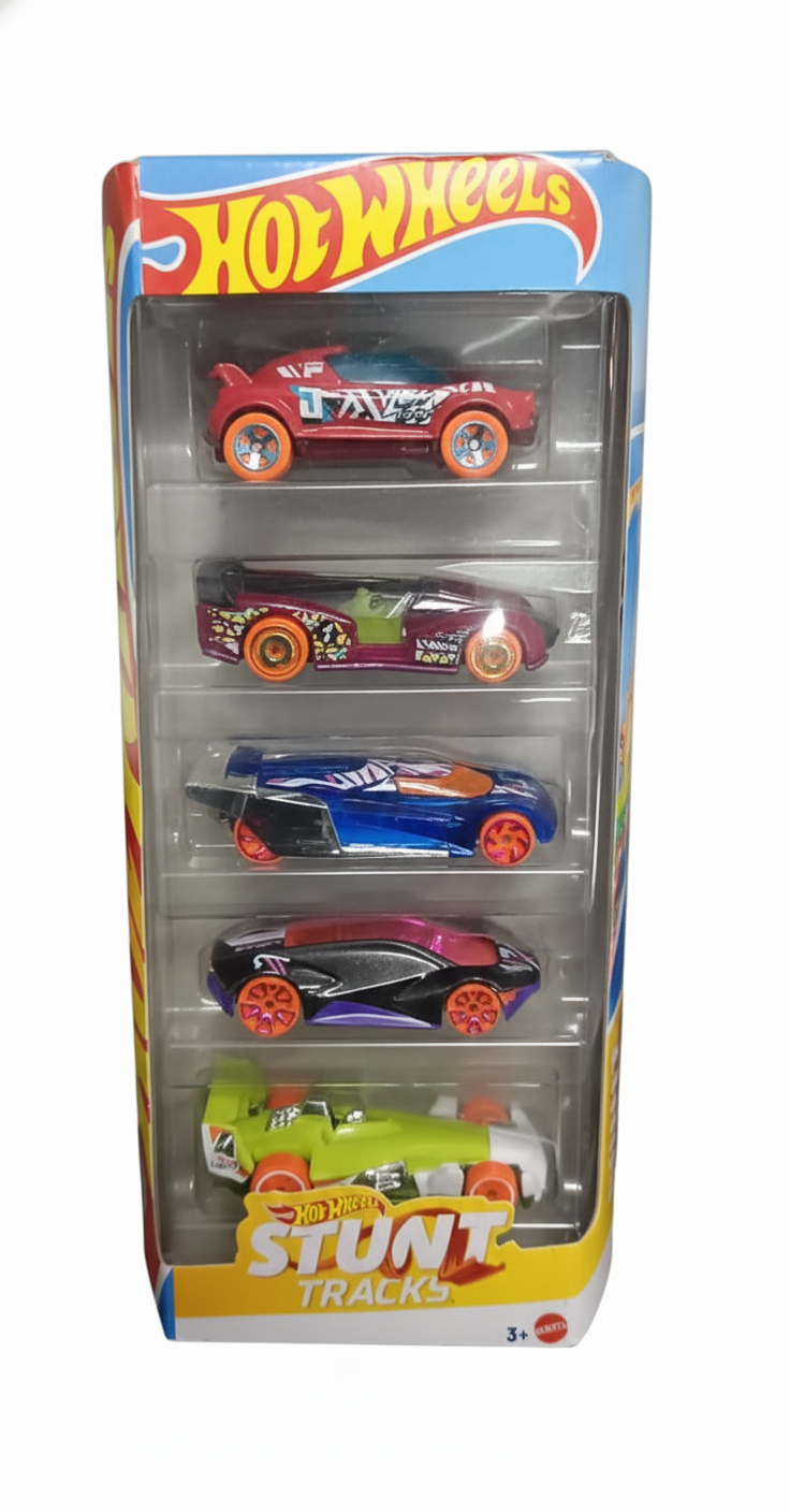 HOT WHEELS CAR 2025 STUNT TRACKS PACK OF 5 (Multicolor, Pack of: 5)