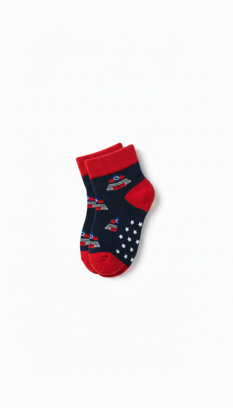 Kids Fancy Boys Ankle Socks Red And Blue