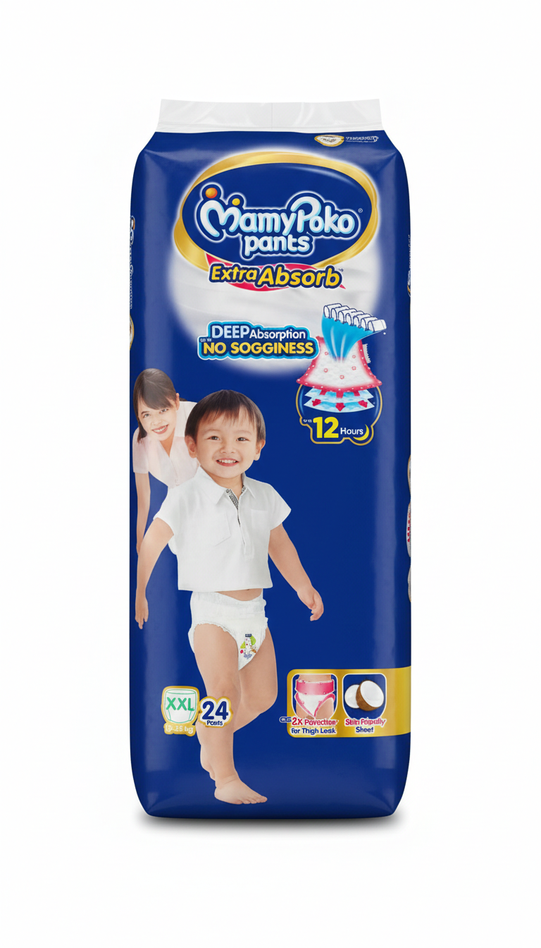Mamypoko Pants Extra Absorb Baby Diapers, Xx-Large 15-25 Kg (24 Pcs)