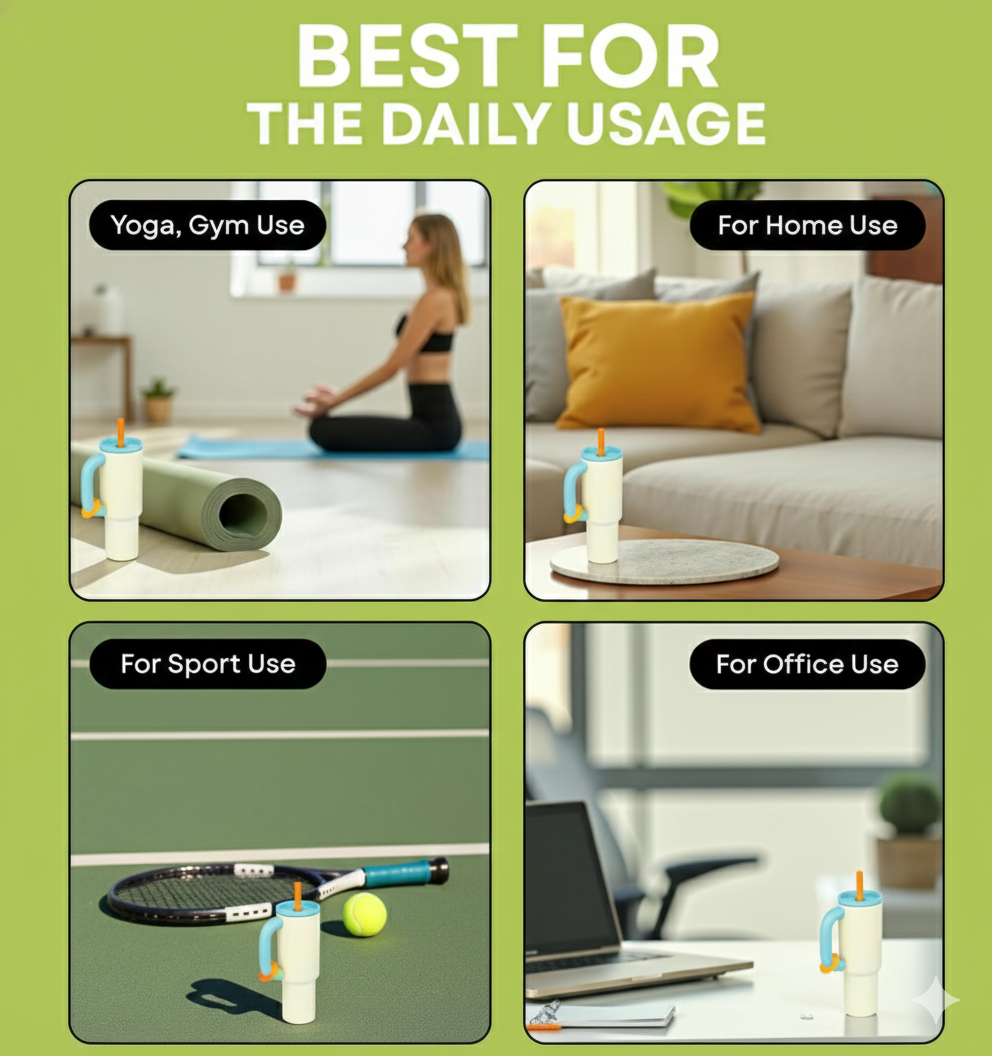 Cpensus 1200Ml Stainless Steel Tumbler With Lid And Straw, Hot And Cold With Handle, 100% Leak Proof Mug Cupholder For Travelling, Gym (Cream + Blue)