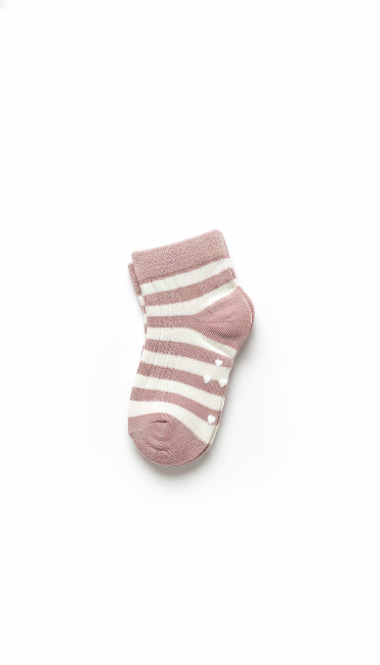 Kids Fancy Girls Ank Socks With Light Pink And White Colour