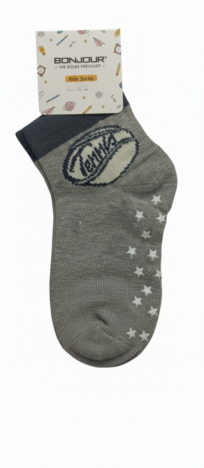 Kids Fancy Boys Ankle Socks With Grey And Blue