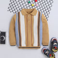 Kids Beige Multi-Stripe Knit Polo Sweater