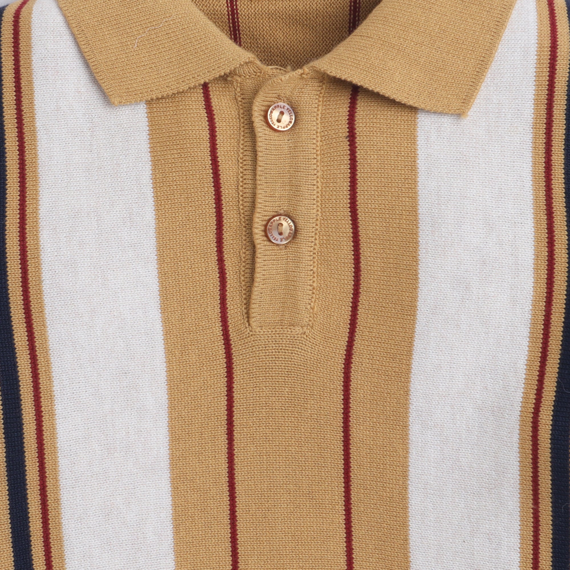 Kids Beige Multi-Stripe Knit Polo Sweater