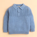 Baby Sky Blue Knit Pullover Sweater with Collar