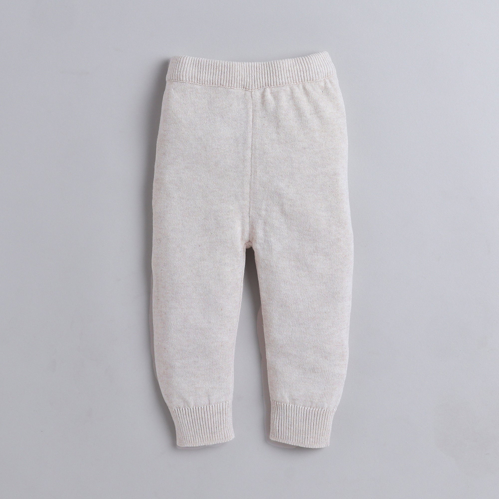 Baby Oatmeal Hooded Knit Romper with Cat Pattern