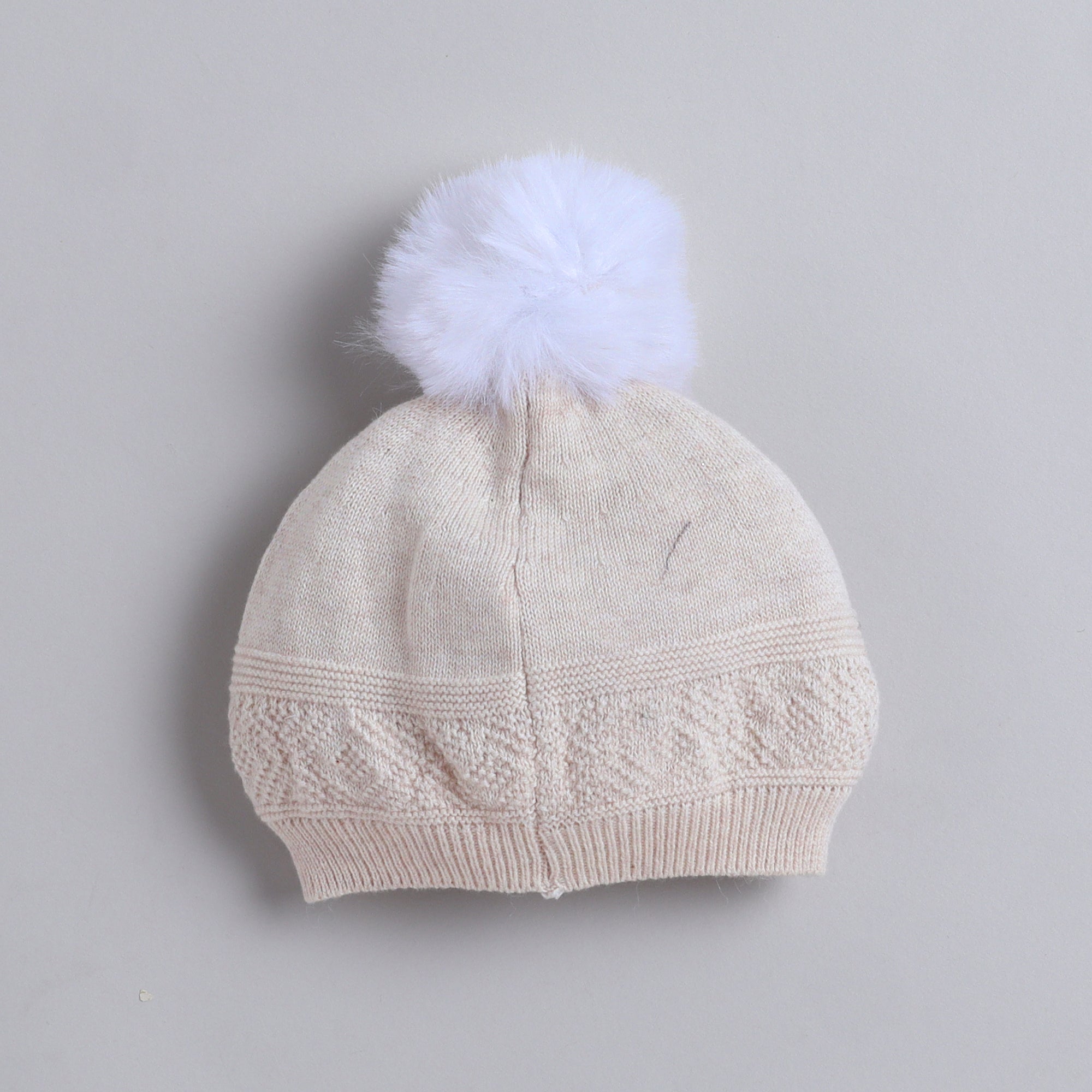 Baby Oatmeal Hooded Knit Romper with Cat Pattern