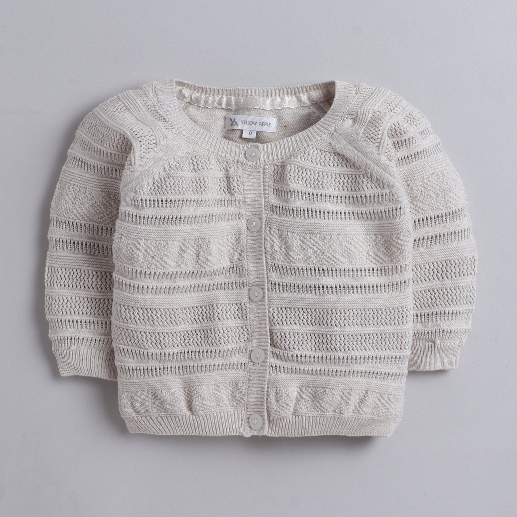 Baby Oatmeal Hooded Knit Romper with Cat Pattern