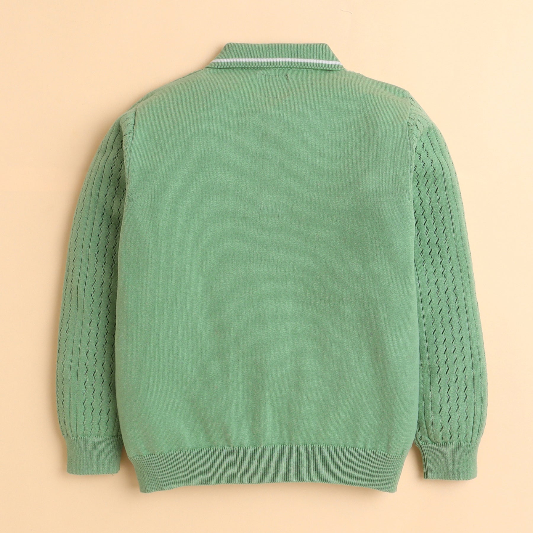 Kids Pistachio Green Knit Polo Sweater
