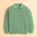 Kids Pistachio Green Knit Polo Sweater