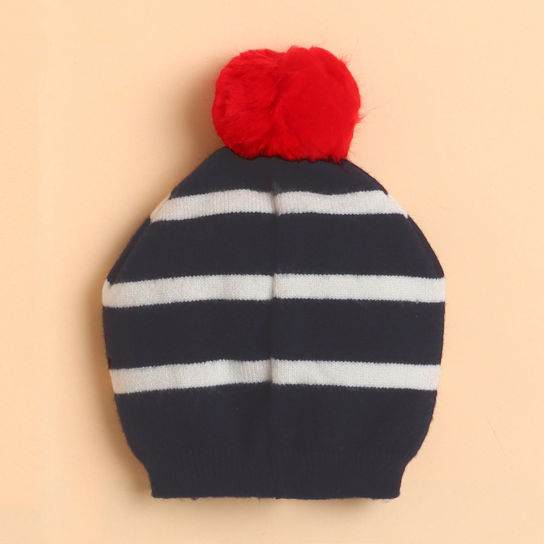 Baby Navy and Off-White Striped Knit Set with Cap
